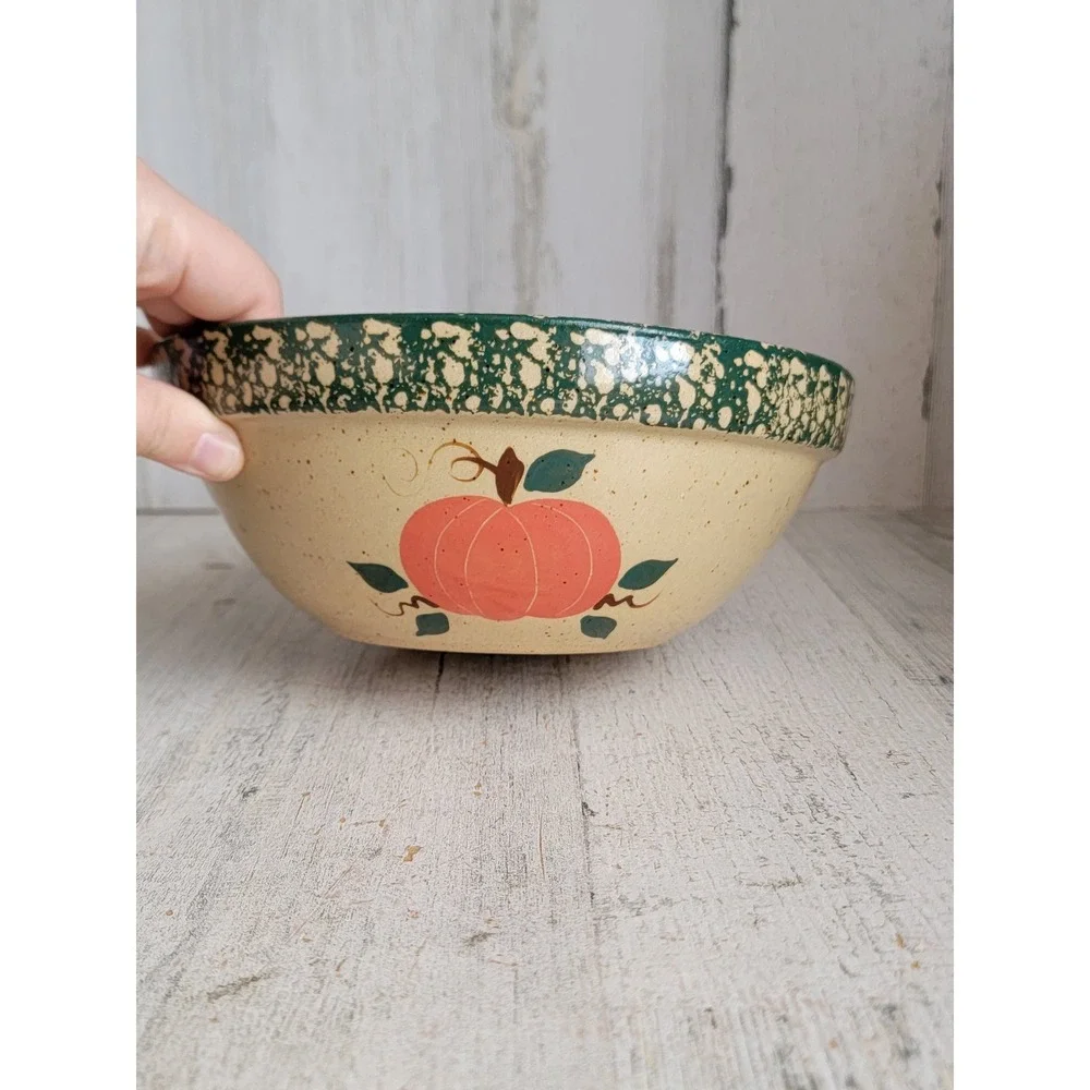 Three Rivers‎ orange pumpkin fall pottery bowl Halloween farm home